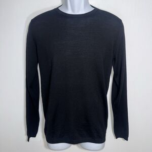 Ludwig Beck Munich Black Extra Fine Merino Wool Crew Sweater Men Small